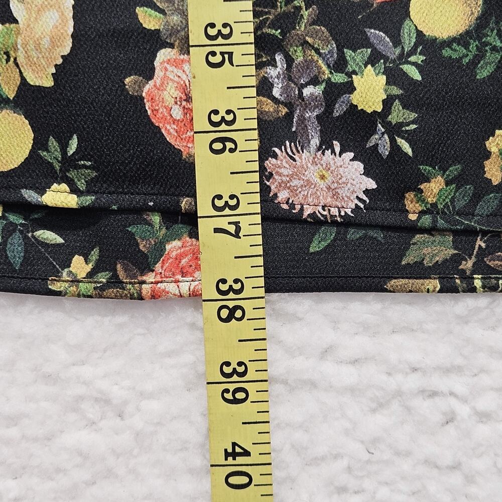 Banana Republic Black Floral Midi Shift Dress 3/4 Tie Sleeve Size 12 Cottagecore - Picture 11 of 16